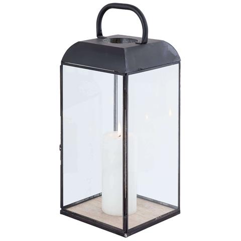 Lanterna Rettangolare In Acciaio E Vetro Con Base In Legno Modern Line - Grande - Foto 1