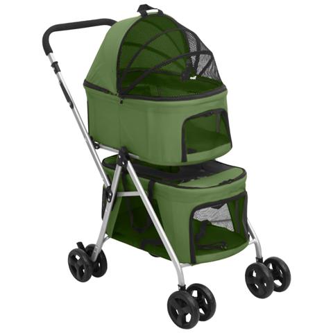 Passeggino Cani Pieghevole 2 Livelli Verde 83x48x97cm Tessuto - Foto 1