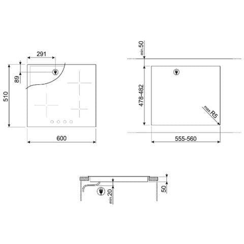Piano Cottura SI364BM a Induzione 4 Zone Cottura da 59.6 cm Colore Nero - Foto 3