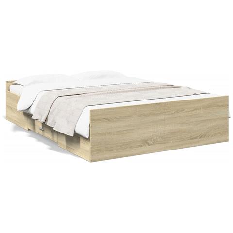 Giroletto Cassetti Rovere Sonoma 135x190 Cm Legno Multistrato - Foto 2