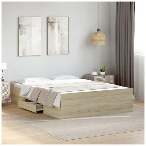 Giroletto Cassetti Rovere Sonoma 135x190 Cm Legno Multistrato - Foto 1