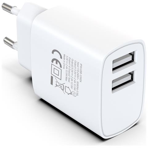 Caricatore Alimentatore 2x Usb-a 12w Da Muro - Foto 3