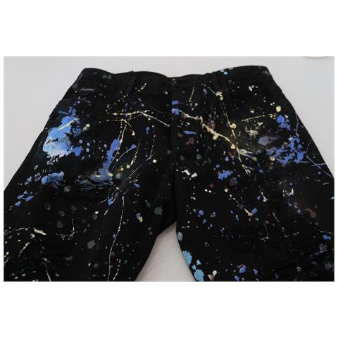 Jeans In Denim Con Stampa Splash Di Colore Nero In Cotone - It48 - M - Foto 5