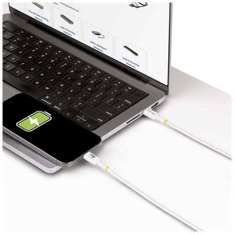 Cavo di ricarica USB-C Bianco da 1m, cavo USB C certificato USB-IF, 240W PD EPR, cavo di ricarica USB 2.0 Tipo-C per laptop, cavo di trasferimento dati USB-Type-C, rivestimento in TPE - Foto 2
