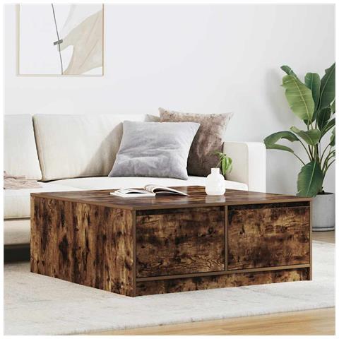 Tavolino da Salotto con Cassetti Rovere Fumo 100x100x40 cm - Foto 1