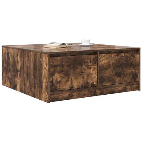 Tavolino da Salotto con Cassetti Rovere Fumo 100x100x40 cm - Foto 9