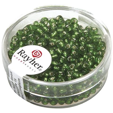 16 Grammi - Perline In Vetro Rotonde Con Foro Argentato Ø2,6mm - Colore Verde Scuro - Foto 1