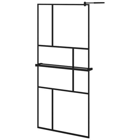 Parete Doccia Walk In Mensola Nera 90x195cm Vetro Esg Alluminio - Foto 3
