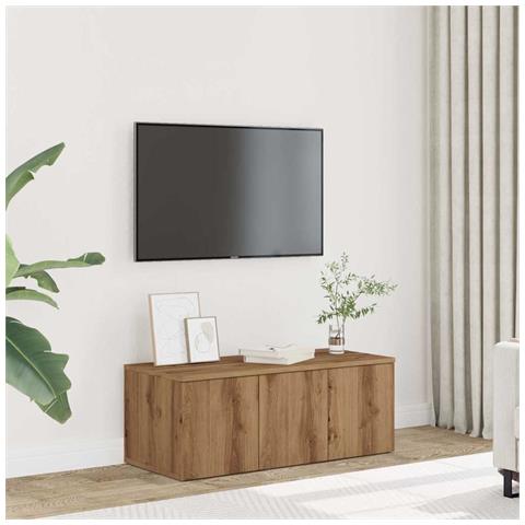 Mobile Porta Tv Rovere Artigianale 80x34x30 Cm Truciolato - Foto 3