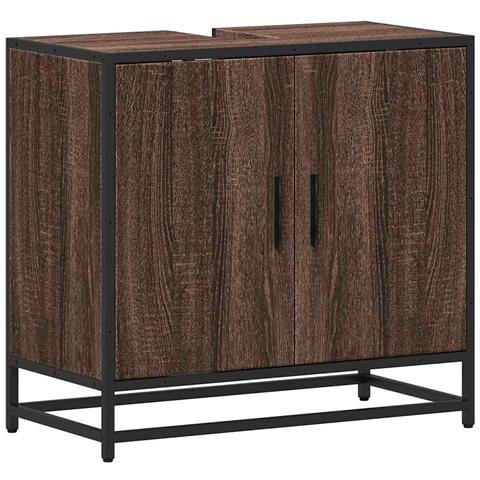Mobile Lavabo Bagno Rovere Marrone 65x33x60cm Legno Multistrato - Foto 2
