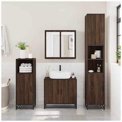 Mobile Lavabo Bagno Rovere Marrone 65x33x60cm Legno Multistrato - Foto 3