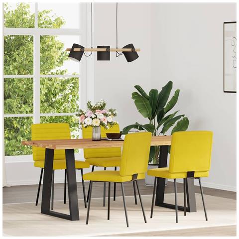 Sedie Da Pranzo 4 Pz Gialle In Velluto - Foto 2