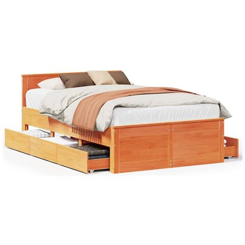 Giroletto Senza Materasso Con Testata Marrone Cera 120x190 Pino - Foto 2