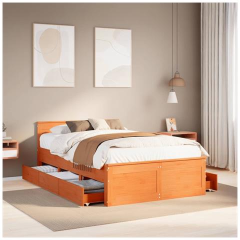 Giroletto Senza Materasso Con Testata Marrone Cera 120x190 Pino - Foto 1