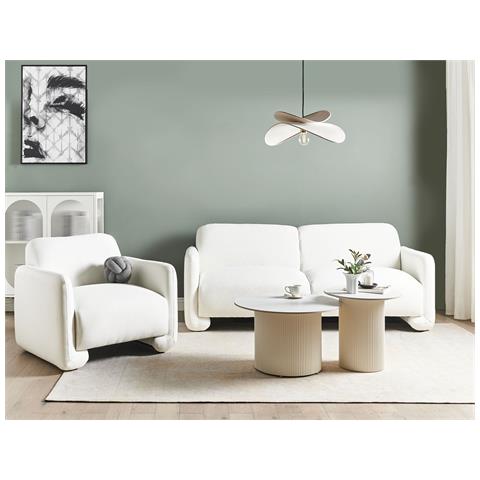 Divano 3 Posti Saland Tessuto Bianco - Foto 1