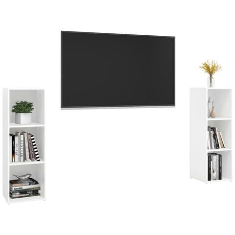 Mobili Tv 2 Pz Bianchi 107x35x37 Cm In Legno Multistrato - Foto 2