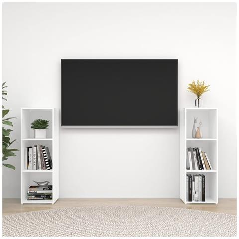 Mobili Tv 2 Pz Bianchi 107x35x37 Cm In Legno Multistrato - Foto 8