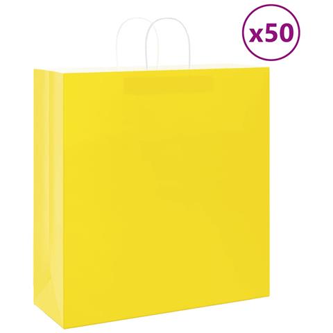 Sacchetti di Carta 50 pz con Manici Gialli 45x17x48 cm - Foto 1