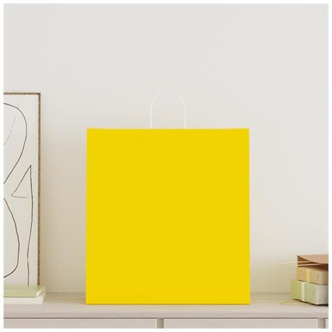 Sacchetti di Carta 50 pz con Manici Gialli 45x17x48 cm - Foto 2