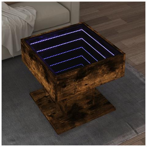 Tavolino Salotto con LED Rovere Fumo 50x50x45 cm Multistrato - Foto 2