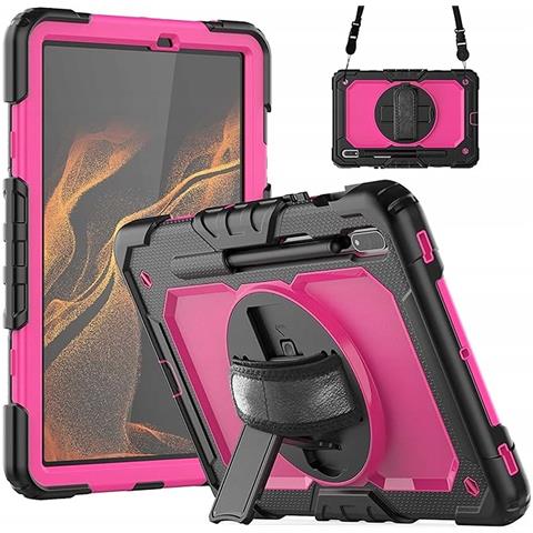 Custodia Blindata Con Supporto Girevole Per Samsung Galaxy Tab S7/8 Rosa - Foto 1