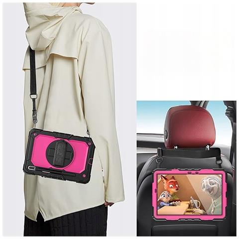 Custodia Blindata Con Supporto Girevole Per Samsung Galaxy Tab S7/8 Rosa - Foto 4