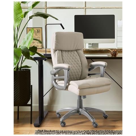 Poltrona Da Scrivania Gallant Pelle Sintetica Beige - Foto 1