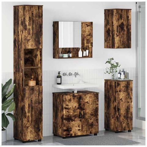 Set di mobili per il bagno 5 pcs Rovere fumo 61 x 35 x 64 cm - Foto 2