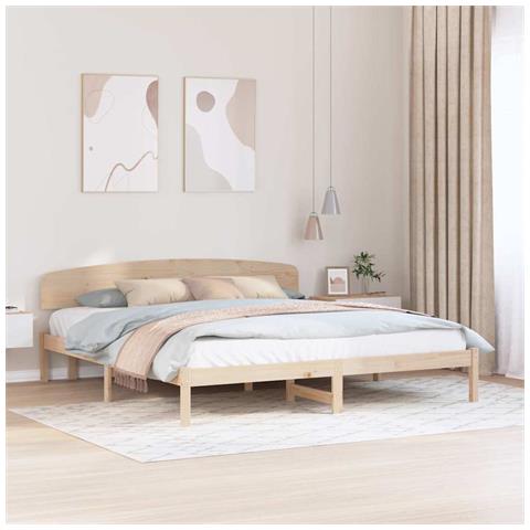 Struttura del letto Marrone 200 x 200 cm Legno massello di pino - Foto 2