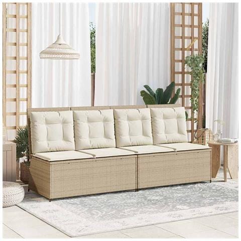 Panchina da giardino con cuscino Beige Poly Rattan - Foto 2