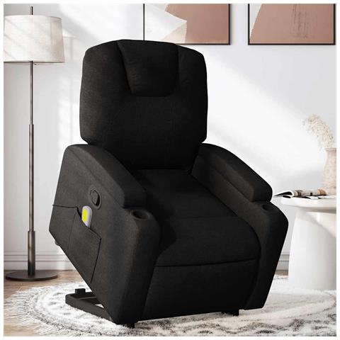 Poltrona Alzapersona Massaggiante Reclinabile Nera in Tessuto - Foto 2