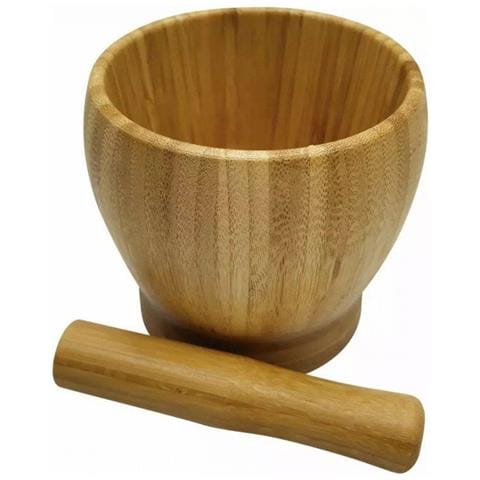 Set di mortaio e pestello in bambù KH-1616 per macinare le spezie - Foto 5