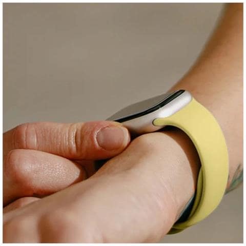 Bracciale Per Apple Watch 38 / 40 / 41 / 42mm In Silicone Liquido, Giallo - Foto 2