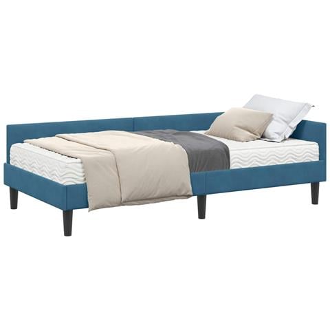 Struttura Letto Angolare con Materasso Altro 2 pcs Blu Velluto - Foto 1