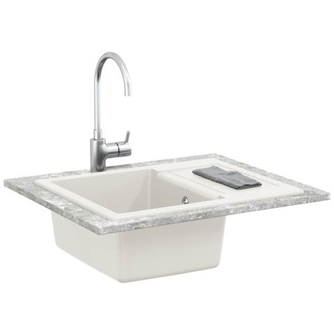 Lavello Bianco 620 x 500 mm 80% Quarzo e 20% Resina - Foto 2