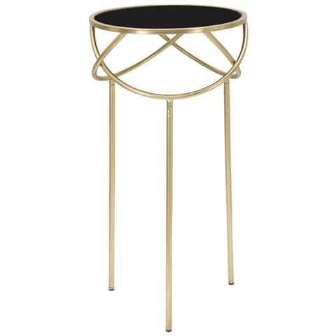Portavaso Ring Tondo Con Anelli In Ferro Oro E Piano Vetro Nero 40x80 Cm - Foto 1