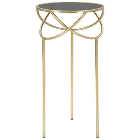 Portavaso Ring Tondo Con Anelli In Ferro Oro E Piano Vetro Nero 40x80 Cm - Foto 2