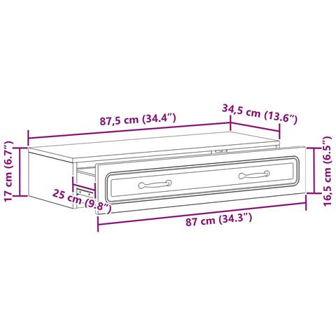 Tavolino da Parete Laterale Legno antico 87,5 x 34,5 x 17 cm - Foto 8
