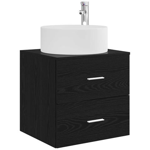 Mobile Lavabo da Parete Rovere Nero 49,5 x 44,5 x 65,5 cm - Foto 1