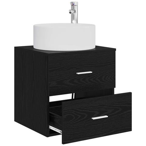 Mobile Lavabo da Parete Rovere Nero 49,5 x 44,5 x 65,5 cm - Foto 2