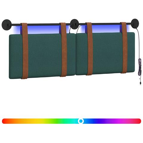 Testiera sospesa Con luce LED Verde Scuro PU Antico - Foto 1