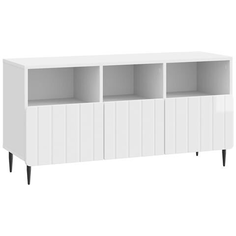 Mobile TV Bianco Lucido 102 x 34,5 x 50 cm Legno ingegnerizzato - Foto 1