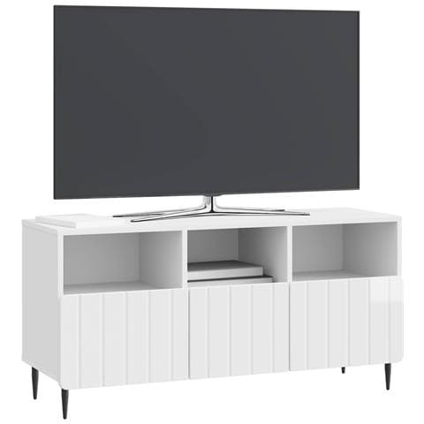 Mobile TV Bianco Lucido 102 x 34,5 x 50 cm Legno ingegnerizzato - Foto 2