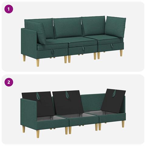 Set di divani modulari con spazio di archiviazione 3 pcs - Foto 8