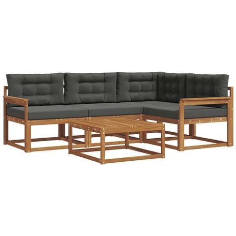 Set di divani da esterno con cuscino 5 pcs Naturale e Antracite - Foto 1
