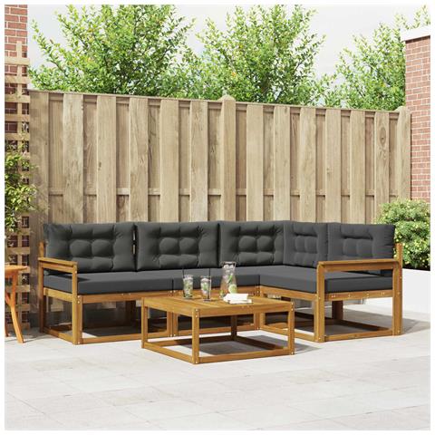 Set di divani da esterno con cuscino 5 pcs Naturale e Antracite - Foto 2