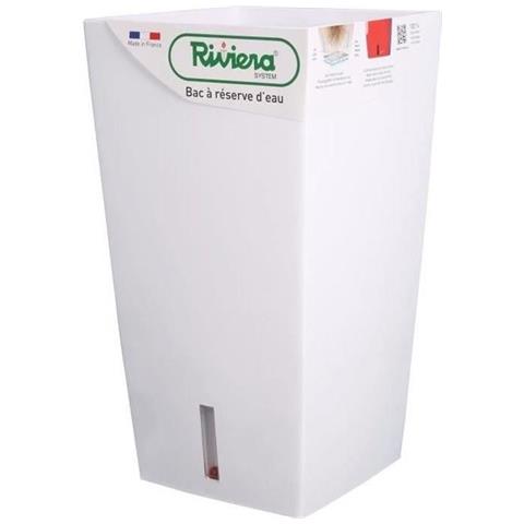 Riviera Eva Nuovo Vaso Di Fiori Quadrato In Plastica - 28 X 28 X H 52 Cm - 31 L - Bianco - Foto 2