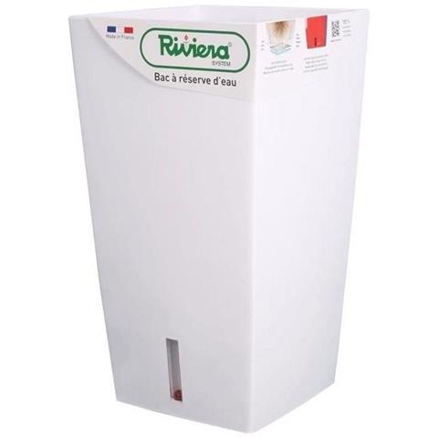 Riviera Eva Nuovo Vaso Di Fiori Quadrato In Plastica - 28 X 28 X H 52 Cm - 31 L - Bianco - Foto 1