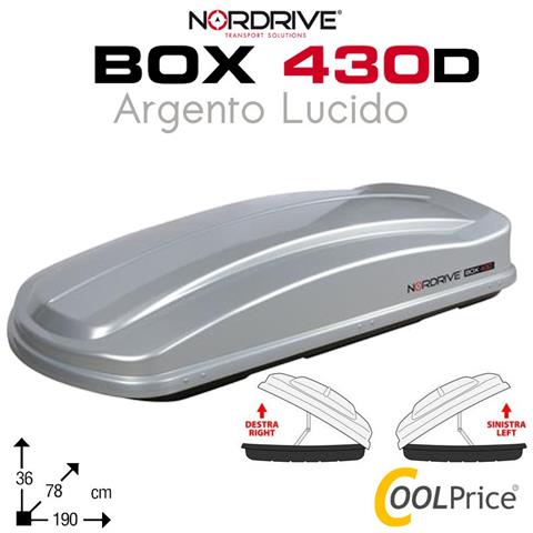 Box Tetto Baule Portatutto 430l Doppia Apertura Argento Lucido Abs - Foto 1