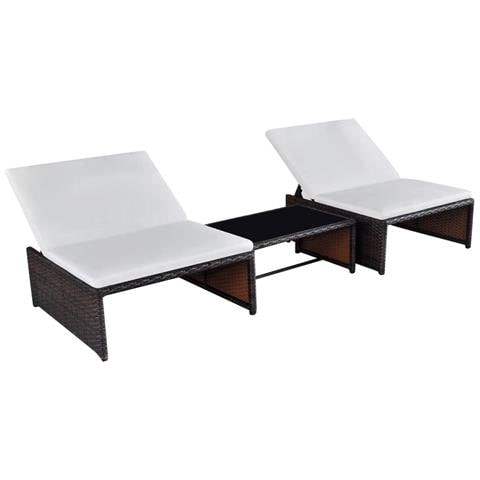 Sedie da Giardino Reclinabili 2 pz con Tavolo Polyrattan - Foto 1